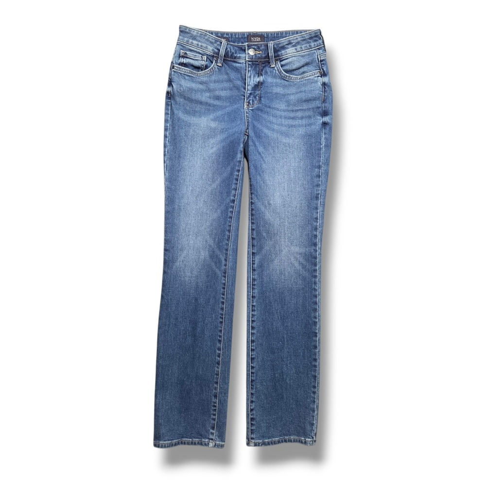 NYDJ Marilyn Straight Jeans Womens 2 Picasso Lake Mid Rise Lift Tuck Stretch